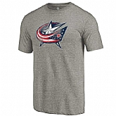 Men's Columbus Blue Jackets Distressed Team Logo Tri Blend T-Shirt Ash FengYun,baseball caps,new era cap wholesale,wholesale hats